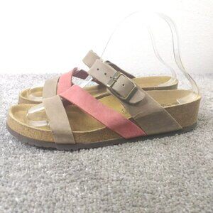 La Phoceenne Sandals Womens 39 EU Shoes Slip On Wedge Pink Tan Beige Strappy